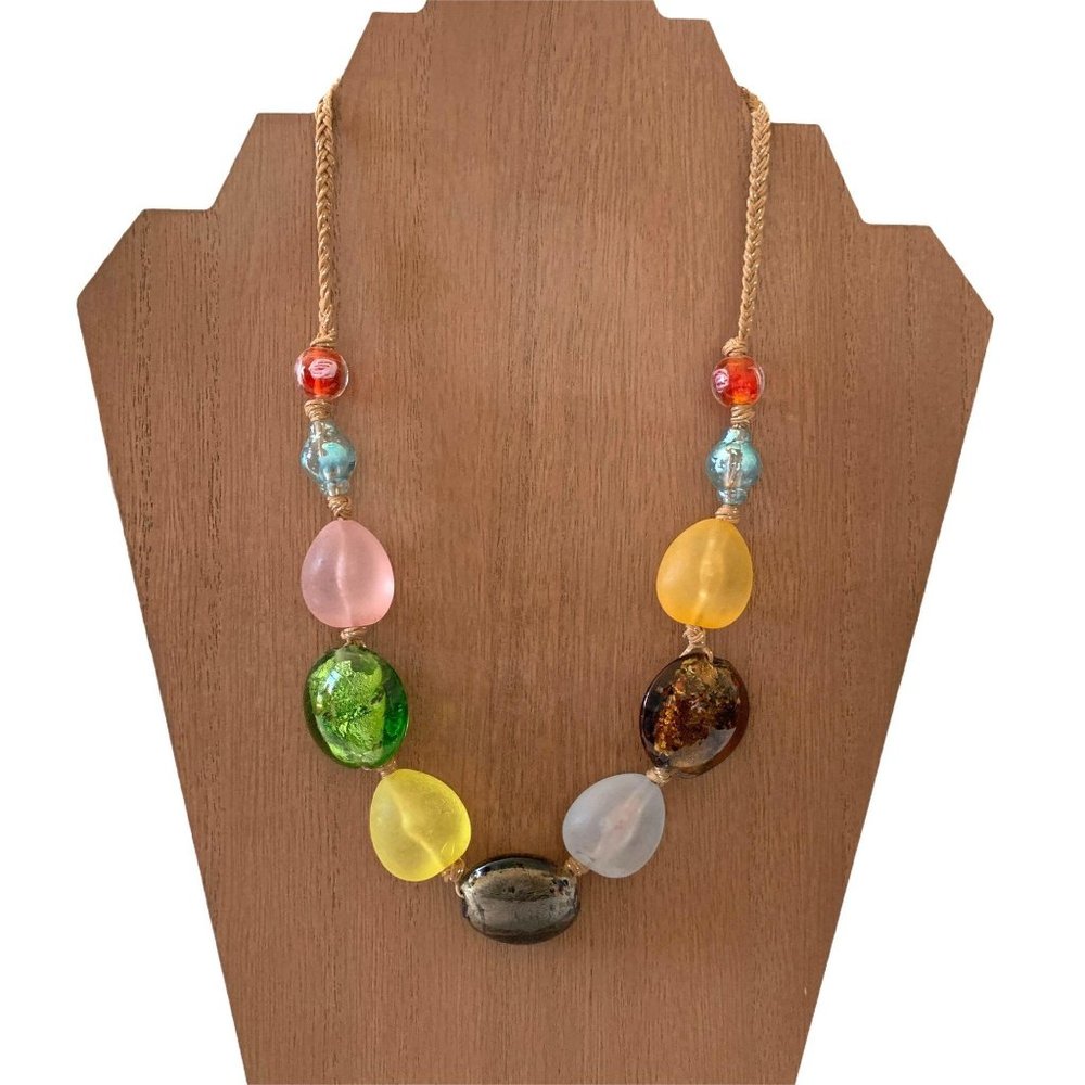 Multi-Colored Glass Beaded Statement Necklace